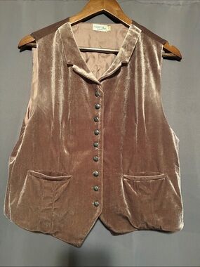 Tasha Polizzie Velvet Button-Front Vest in Taupe